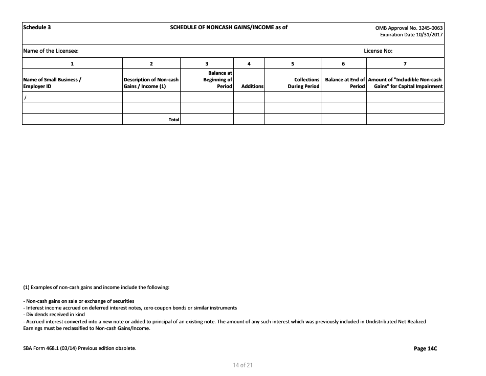 SBA Form 468.1 Corporate Annual Financial Report, Page 14