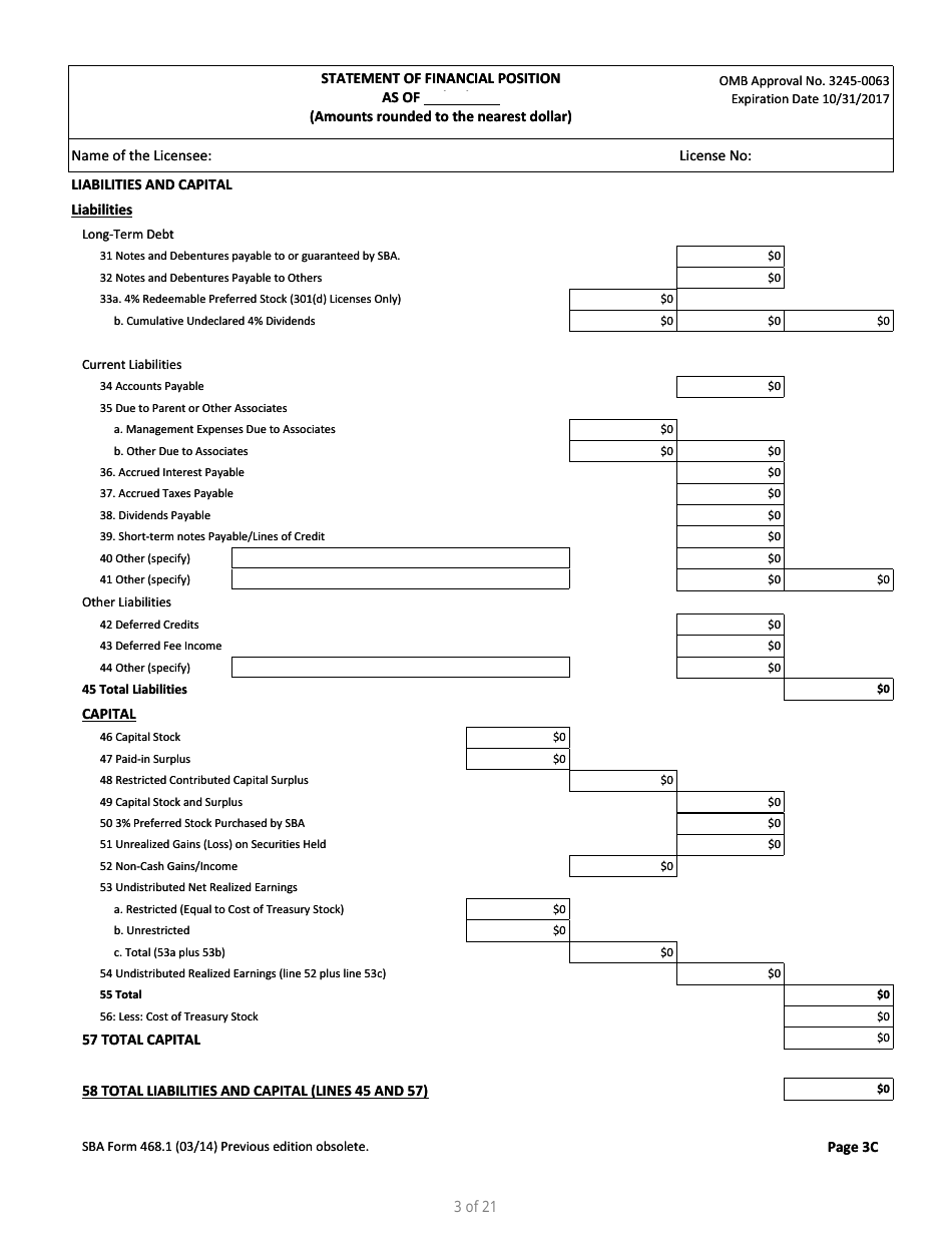 SBA Form 468.1 Corporate Annual Financial Report, Page 3