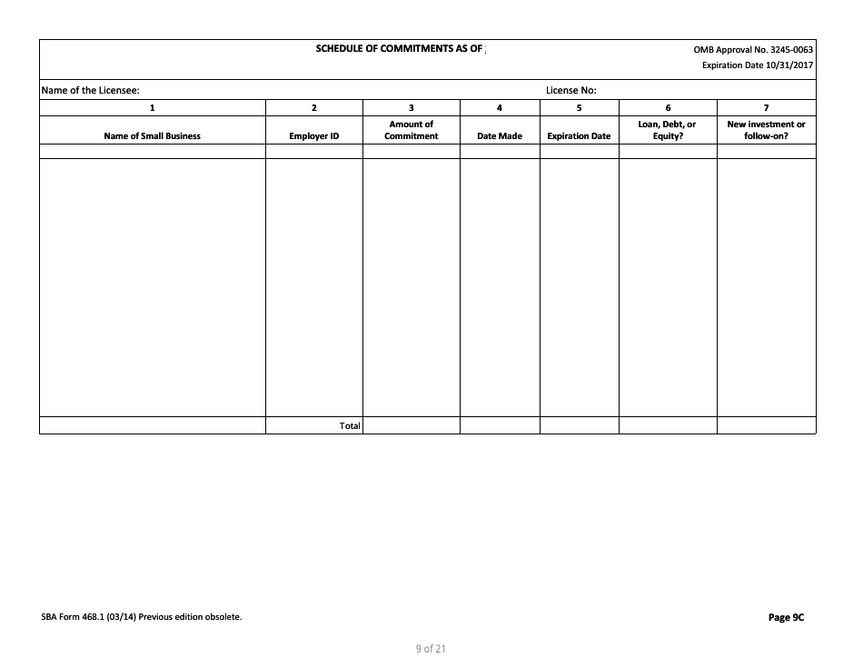 SBA Form 468.1 Corporate Annual Financial Report, Page 9