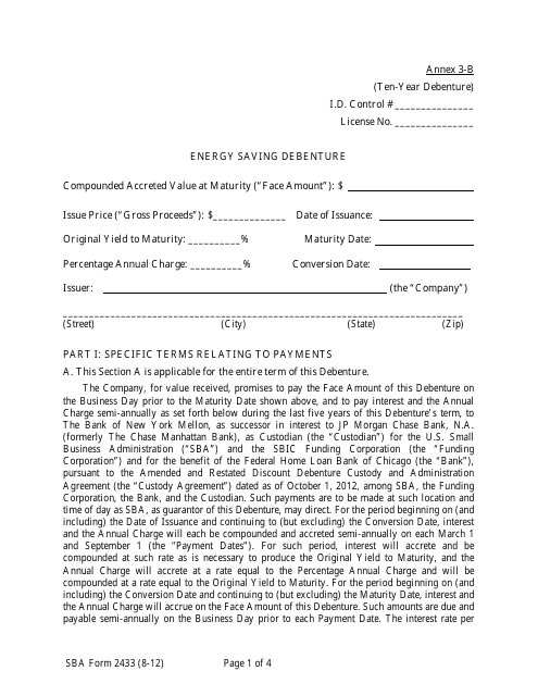 SBA Form 2433 Annex 3-B  Printable Pdf