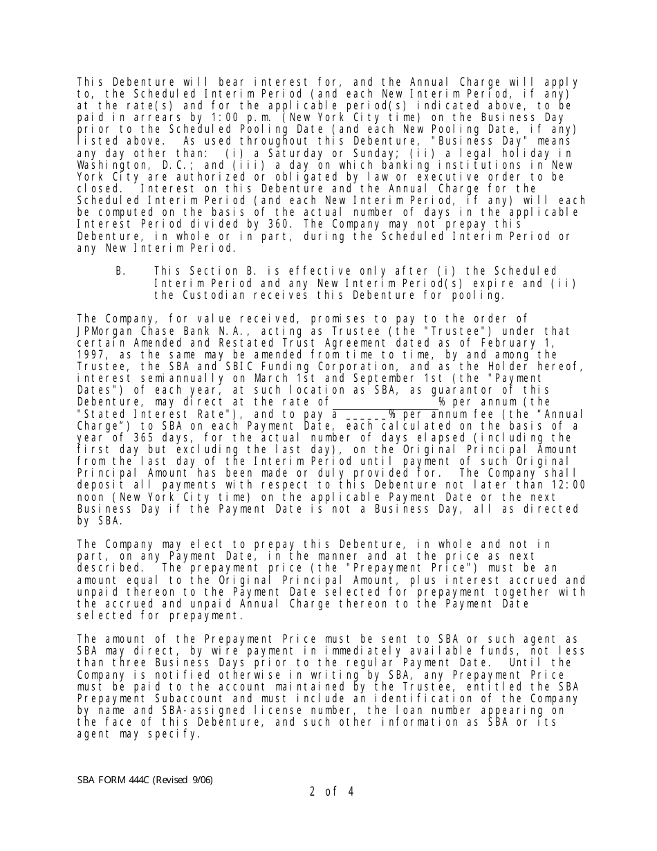 SBA Form 444C Debenture Certification Form, Page 2