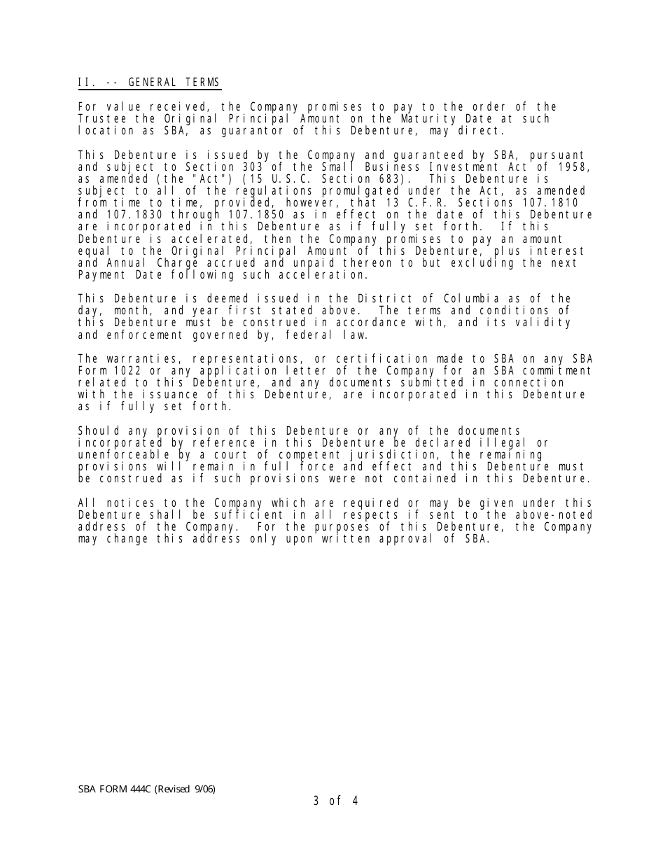 SBA Form 444C Debenture Certification Form, Page 3
