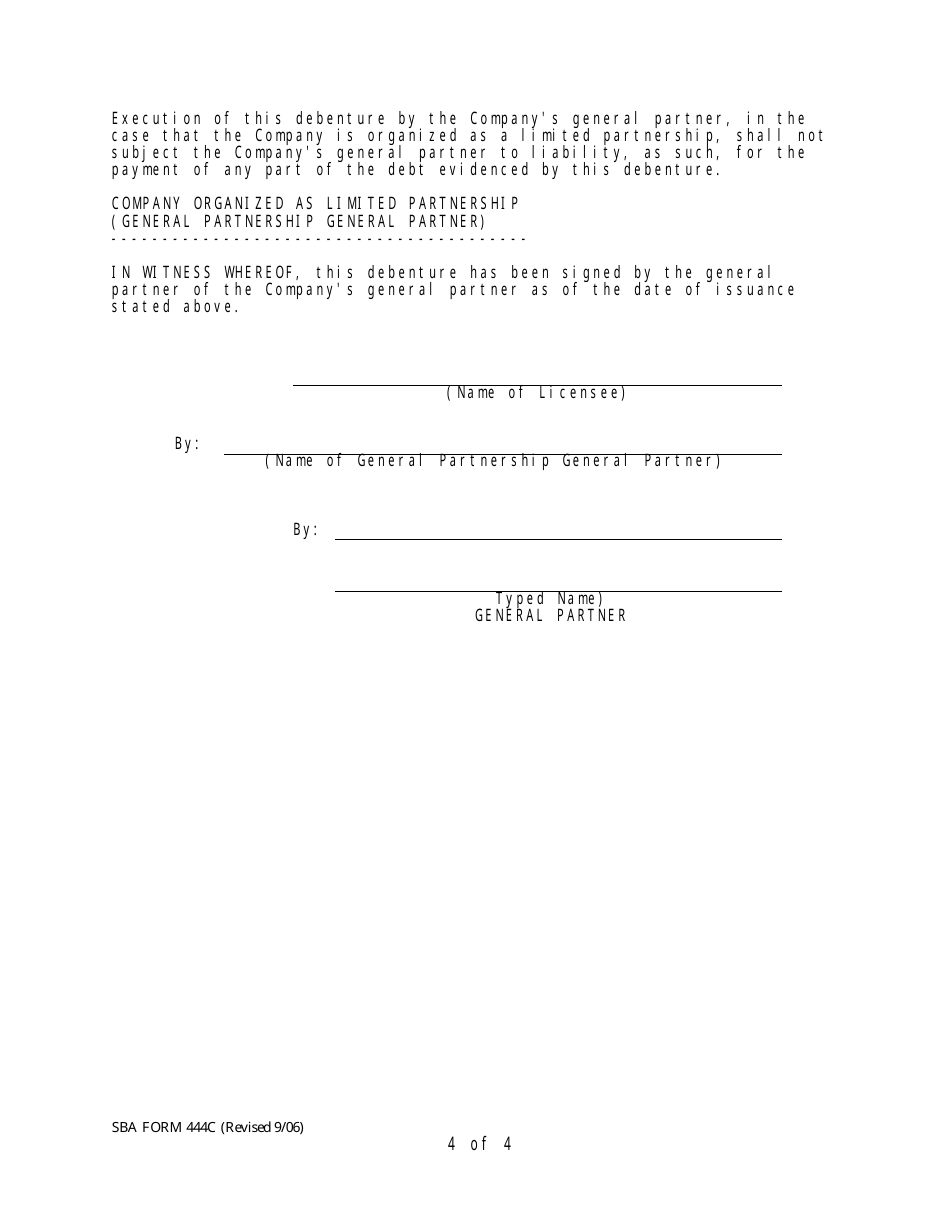 SBA Form 444C Debenture Certification Form, Page 6