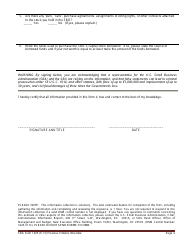 SBA Form 1405 Request for Information - Stockholder Confirmation for Corporate Small Business Investment Companies (SBICs), Page 2