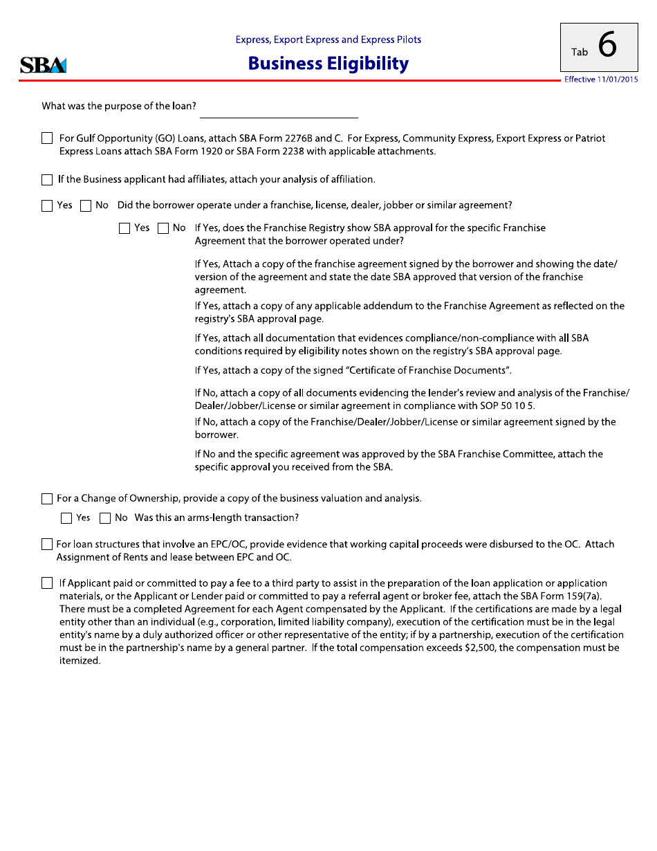 Guaranty Purchase Package Tabs - Express, Export Express and Express Pilots, Page 10