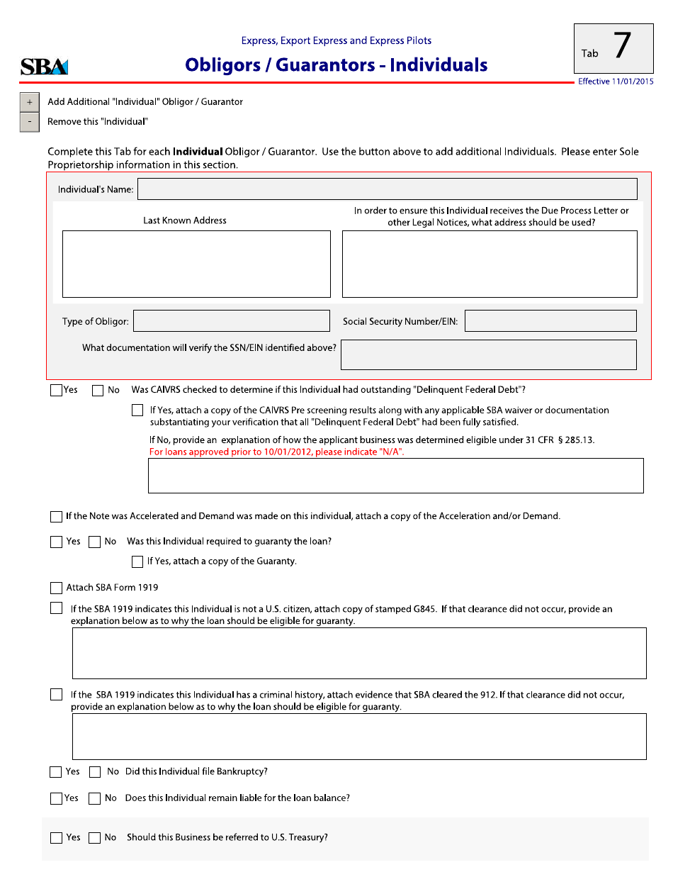 Guaranty Purchase Package Tabs - Express, Export Express and Express Pilots, Page 13