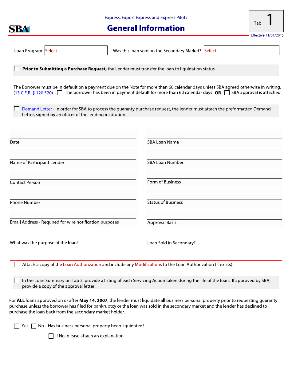 Guaranty Purchase Package Tabs - Express, Export Express and Express Pilots, Page 2