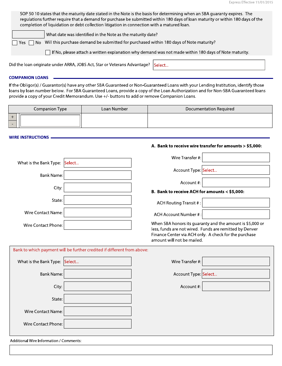 Guaranty Purchase Package Tabs - Express, Export Express and Express Pilots, Page 3