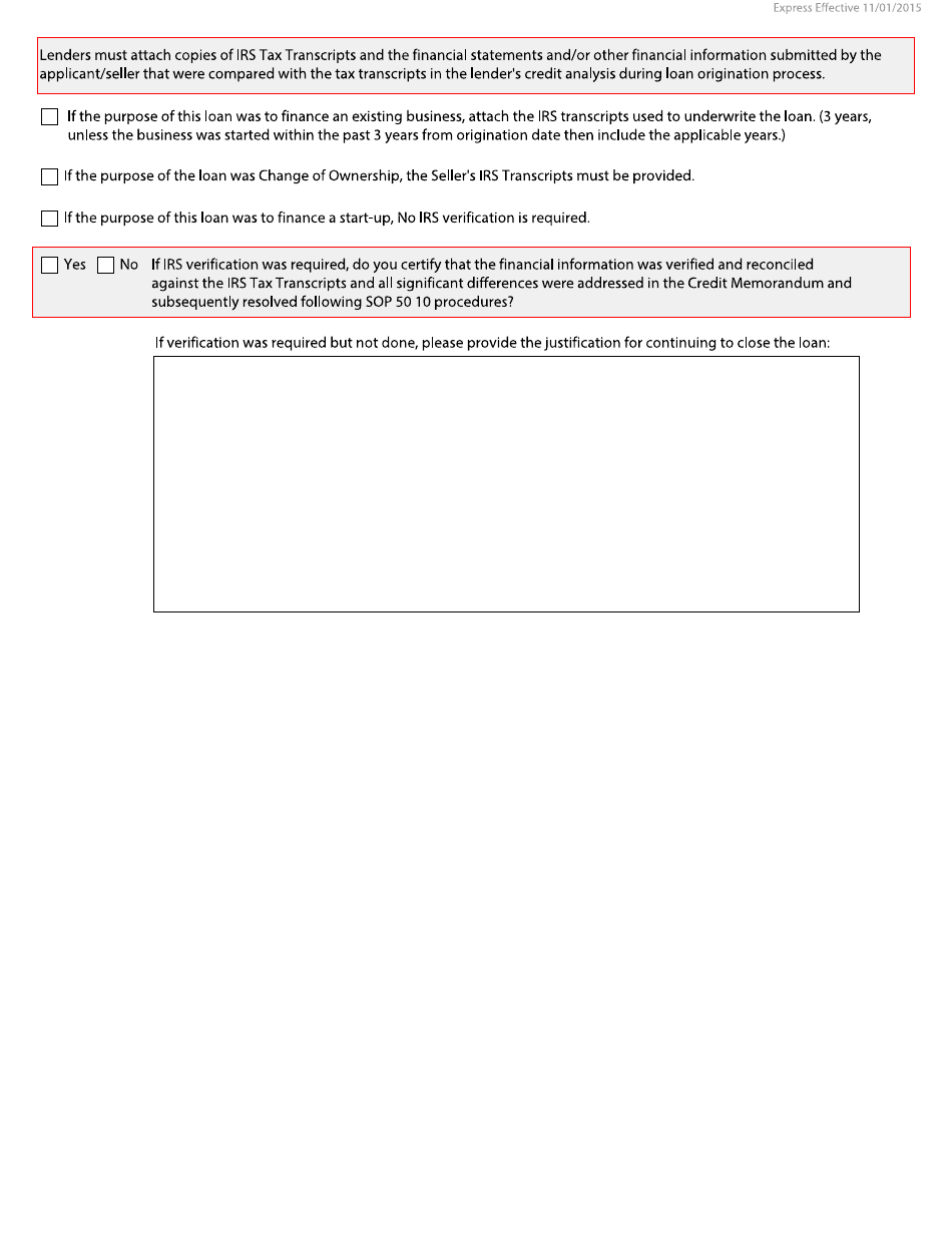 Guaranty Purchase Package Tabs - Express, Export Express and Express Pilots, Page 9