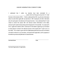 Document preview: Award Nomination Consent Form