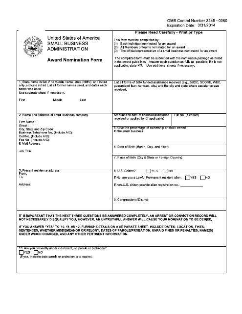 SBA Form 3300  Printable Pdf