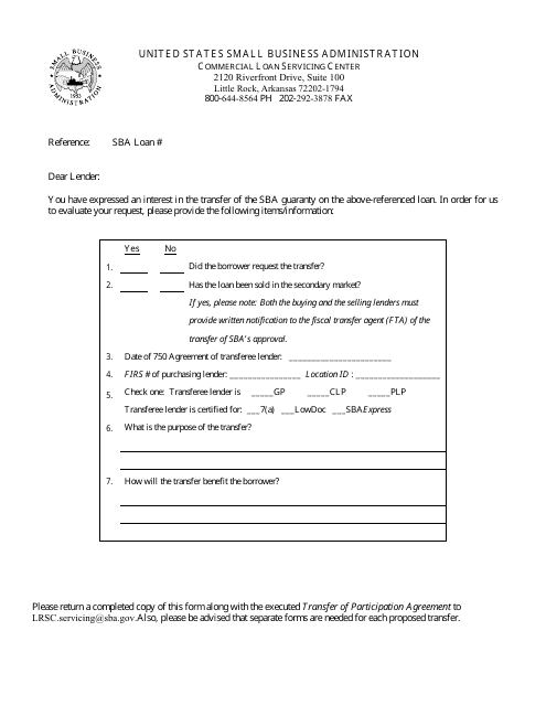Transfer of Participation Agreement Download Pdf