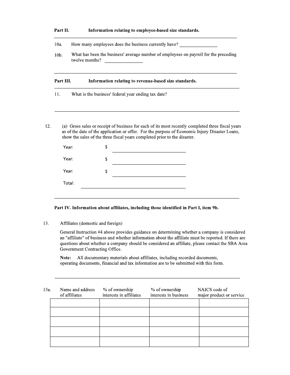 SBA Form 355 Information for Small Business Size Determination, Page 5