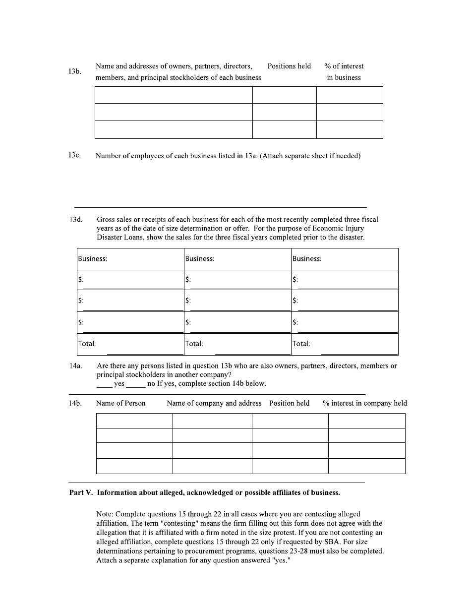 SBA Form 355 Information for Small Business Size Determination, Page 6