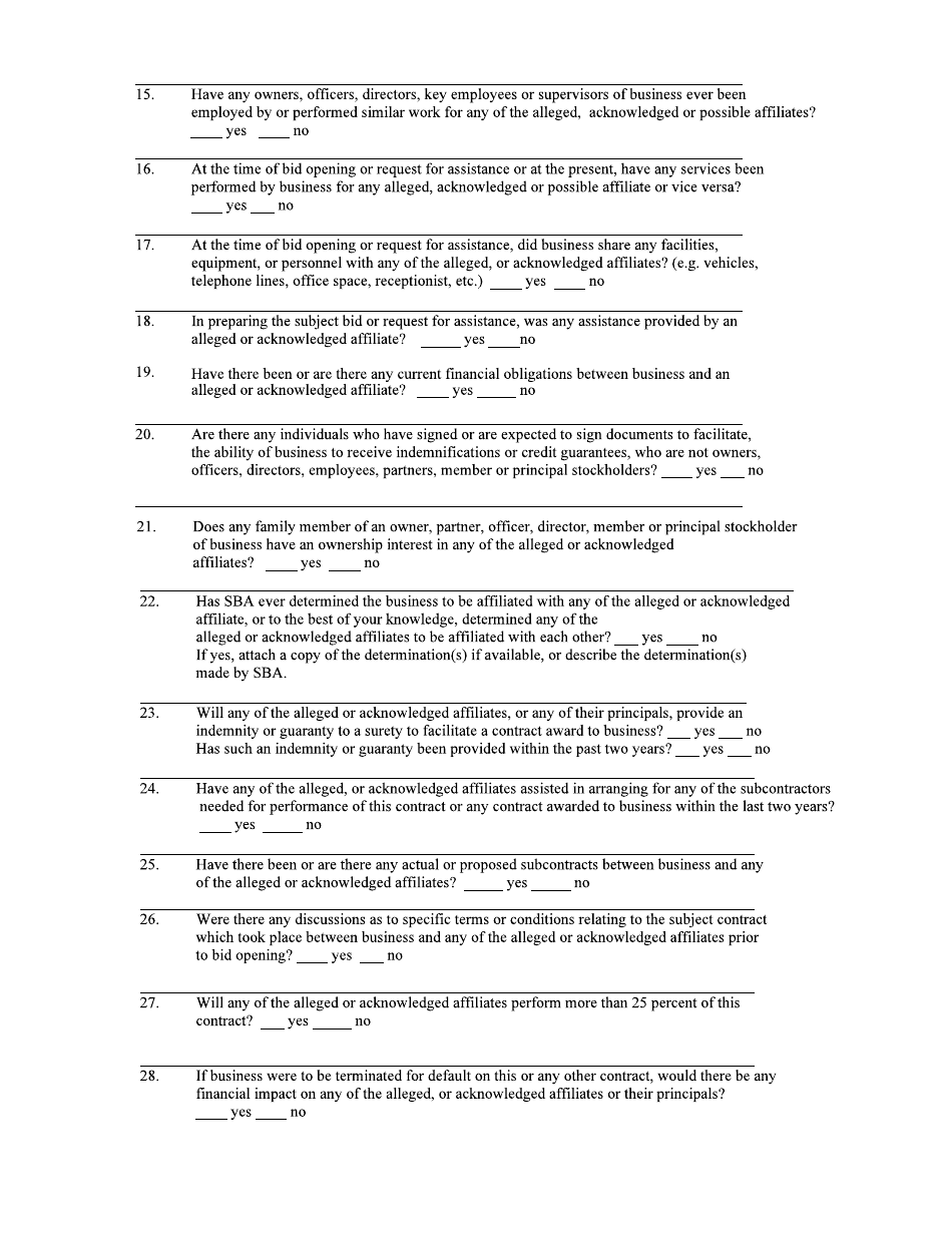 SBA Form 355 Information for Small Business Size Determination, Page 7