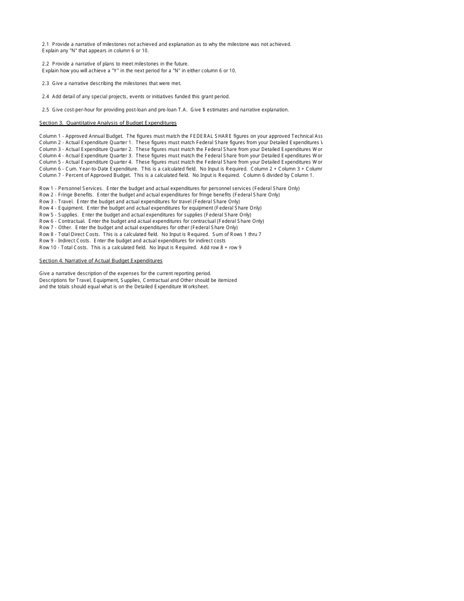 Template for Microloan Program Technical Assistance Narrative Report, Page 2