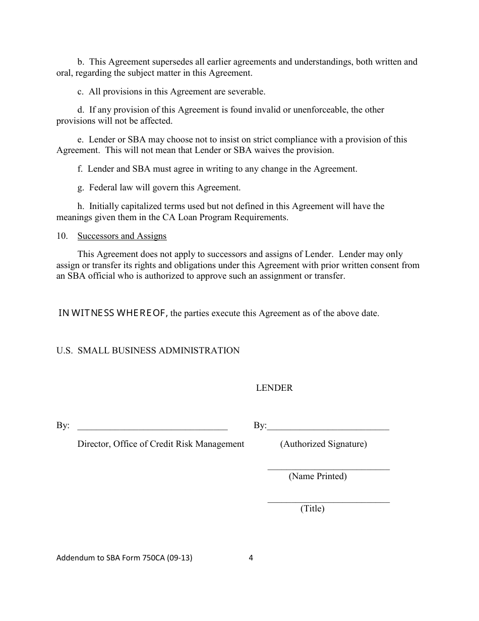 SBA Form 750CA - Fill Out, Sign Online and Download Fillable PDF ...