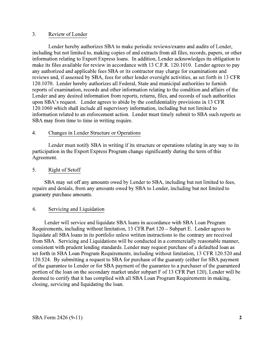 SBA Form 2426 - Fill Out, Sign Online and Download Fillable PDF ...