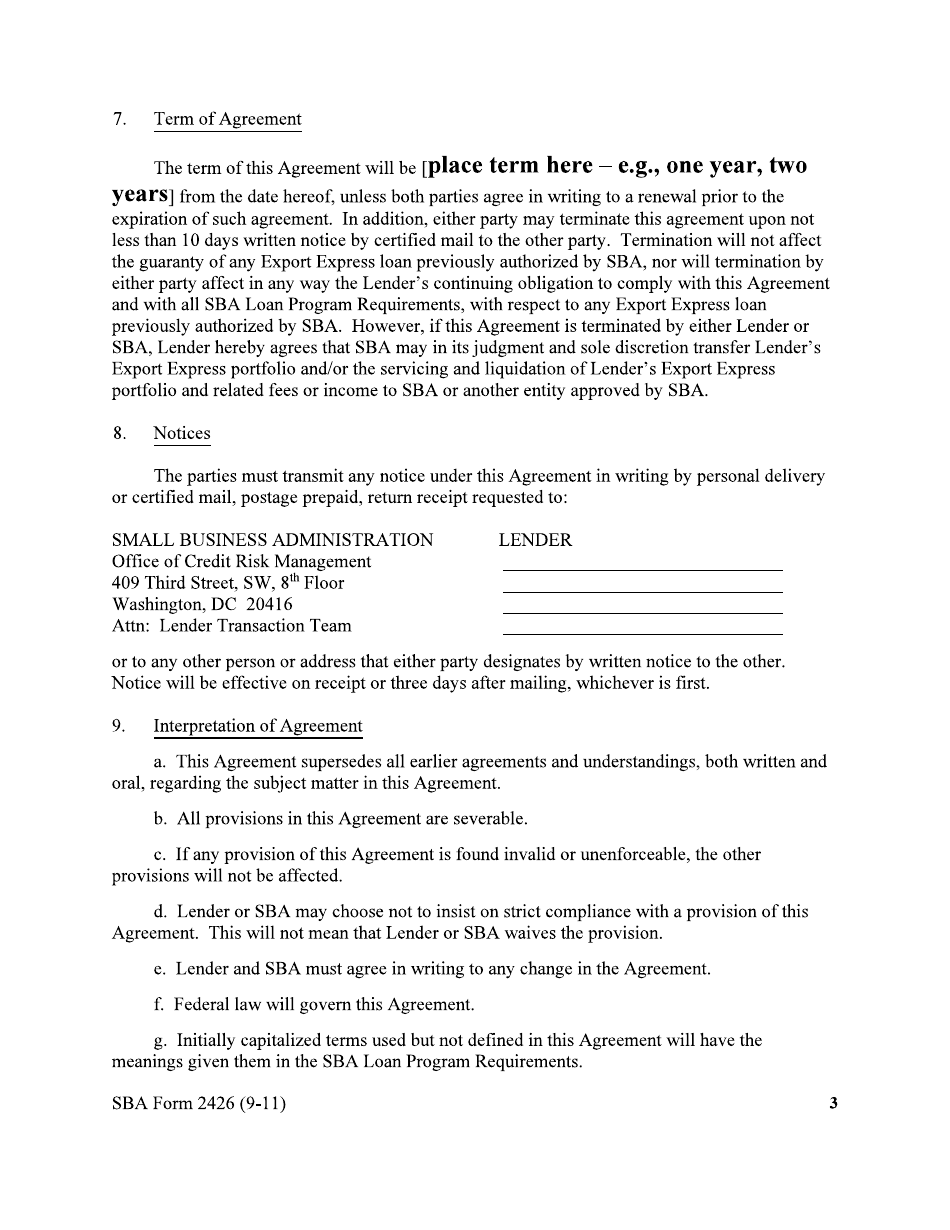 SBA Form 2426 - Fill Out, Sign Online and Download Fillable PDF ...