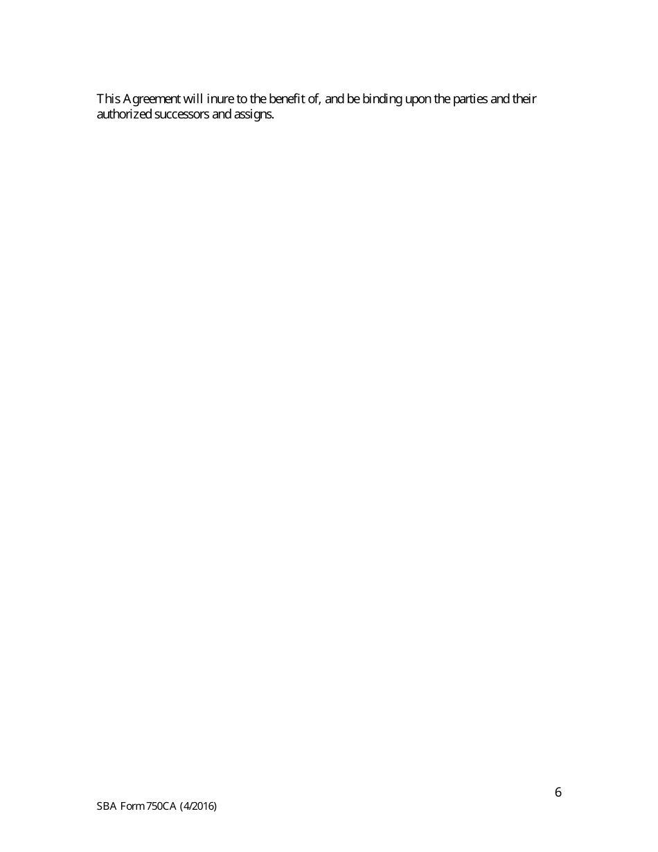 SBA Form 750CA Loan Guaranty Agreement (Deferred Participation) - Community Advantage Pilot Program, Page 6