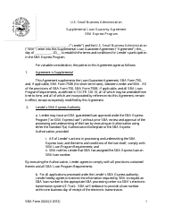 SBA Form 2424 Supplemental Loan Guaranty Agreement - SBA Express Program