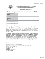SBA Form 2417 Application for Selection - Intermediary Lending Pilot (ILP) Program