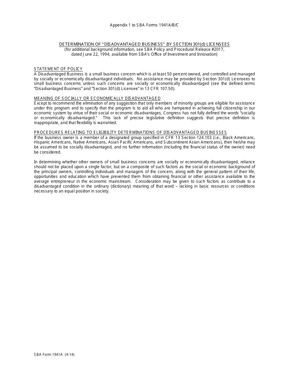 SBA Form 1941A Financing Eligibility Statement - social Disadvantage (For Individuals Who Are Members of a Designated Group), Page 5