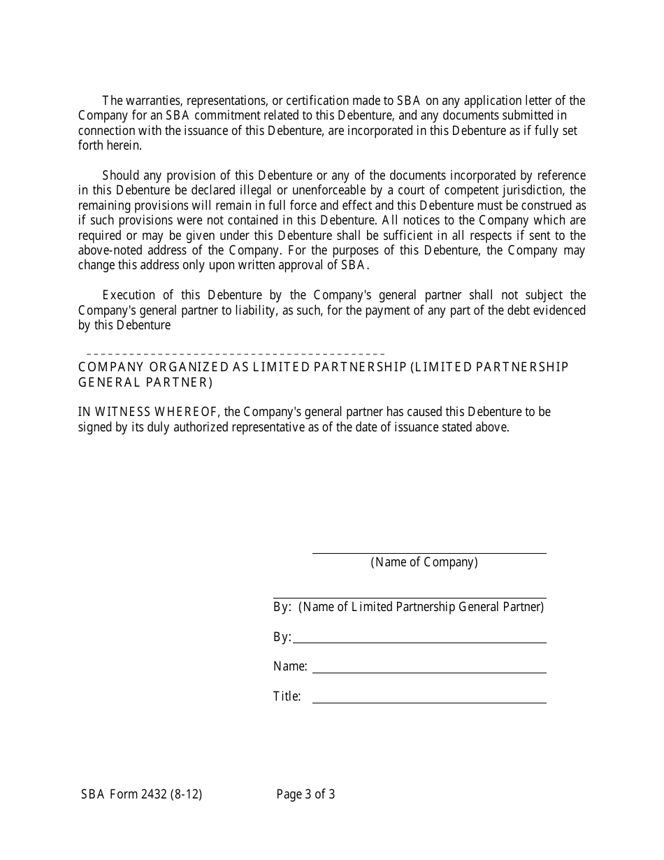 SBA Form 2432 Annex 2-B Early Stage Debenture (Ten-Year Debenture), Page 4
