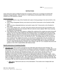 SBA Form 2286 504 Debenture Closing Checklist, Page 4