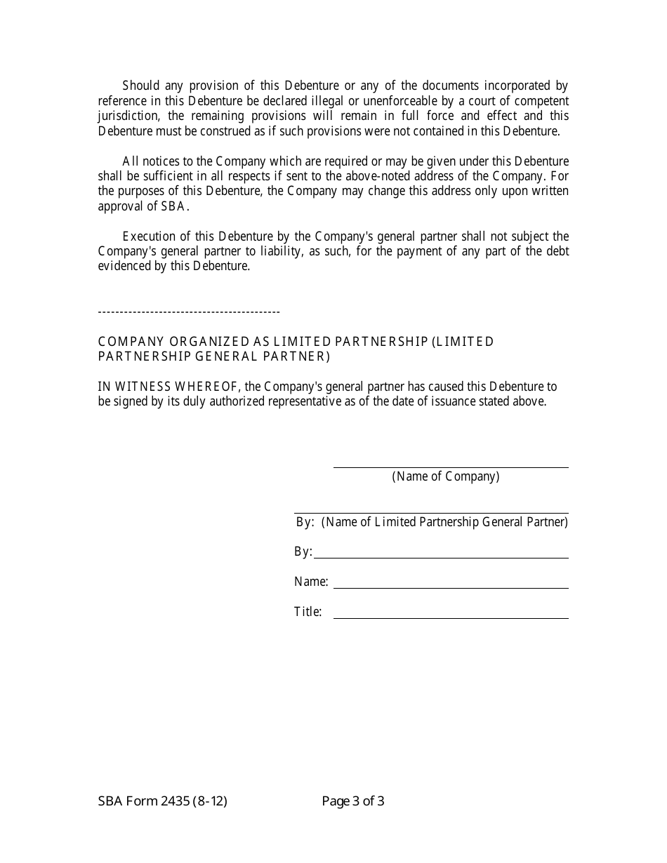 SBA Form 2435 Annex 2-A Early Stage Current Pay Debenture (Ten Year Current Pay Debenture), Page 4