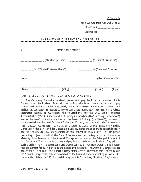 SBA Form 2435 Annex 2-A  Printable Pdf
