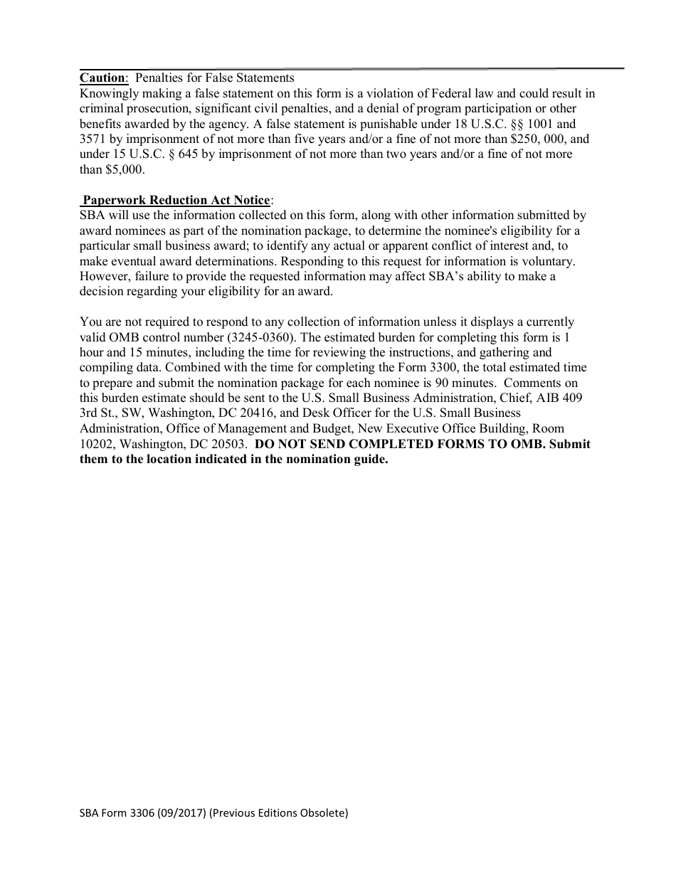 SBA Form 3306 Small Business Prime Contractor of the Year - National Small Business Week, Page 5
