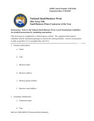 Document preview: SBA Form 3306 Small Business Prime Contractor of the Year - National Small Business Week