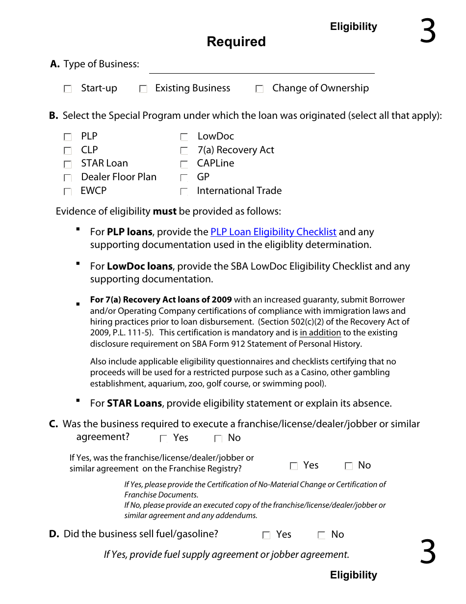 Regular 7(A) Guaranty Purchase Package Tabs, Page 4