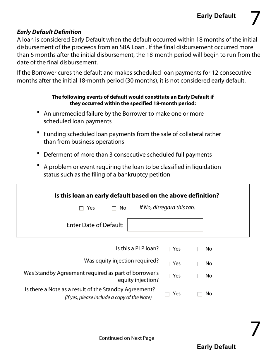 Regular 7(A) Guaranty Purchase Package Tabs, Page 9