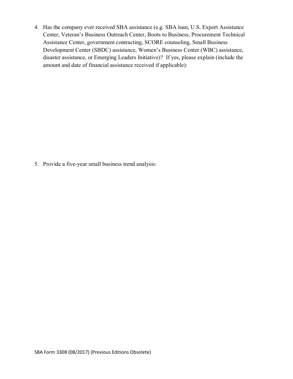 SBA Form 3308 Nomination Form for Dwight D. Eisenhower Award for Excellence - National Small Business Week, Page 3