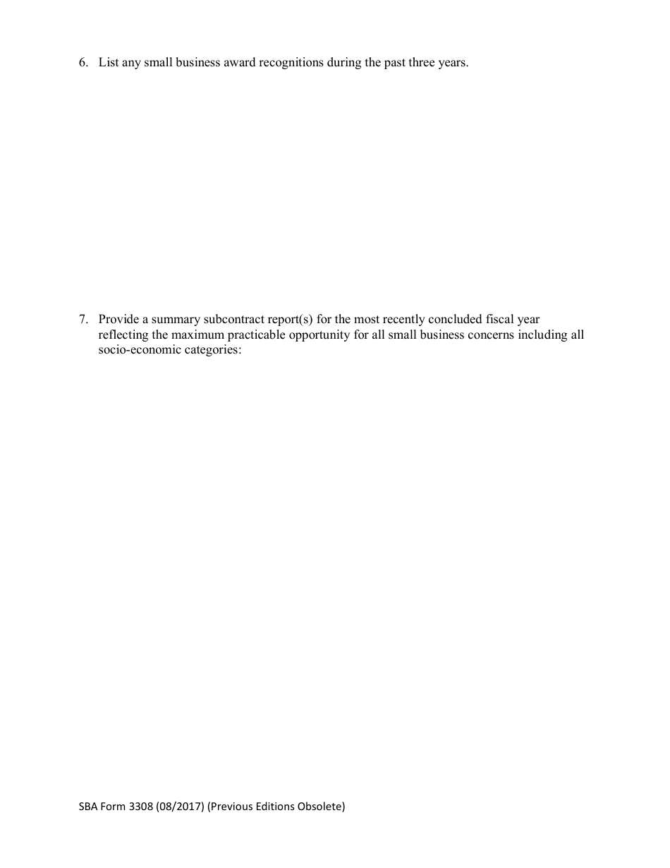 SBA Form 3308 Nomination Form for Dwight D. Eisenhower Award for Excellence - National Small Business Week, Page 4