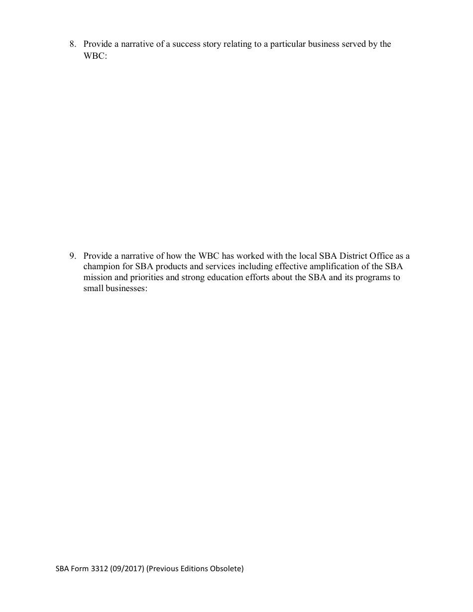SBA Form 3312 Nomination Form for Womens Business Center of the Year Award - National Small Business Week, Page 4