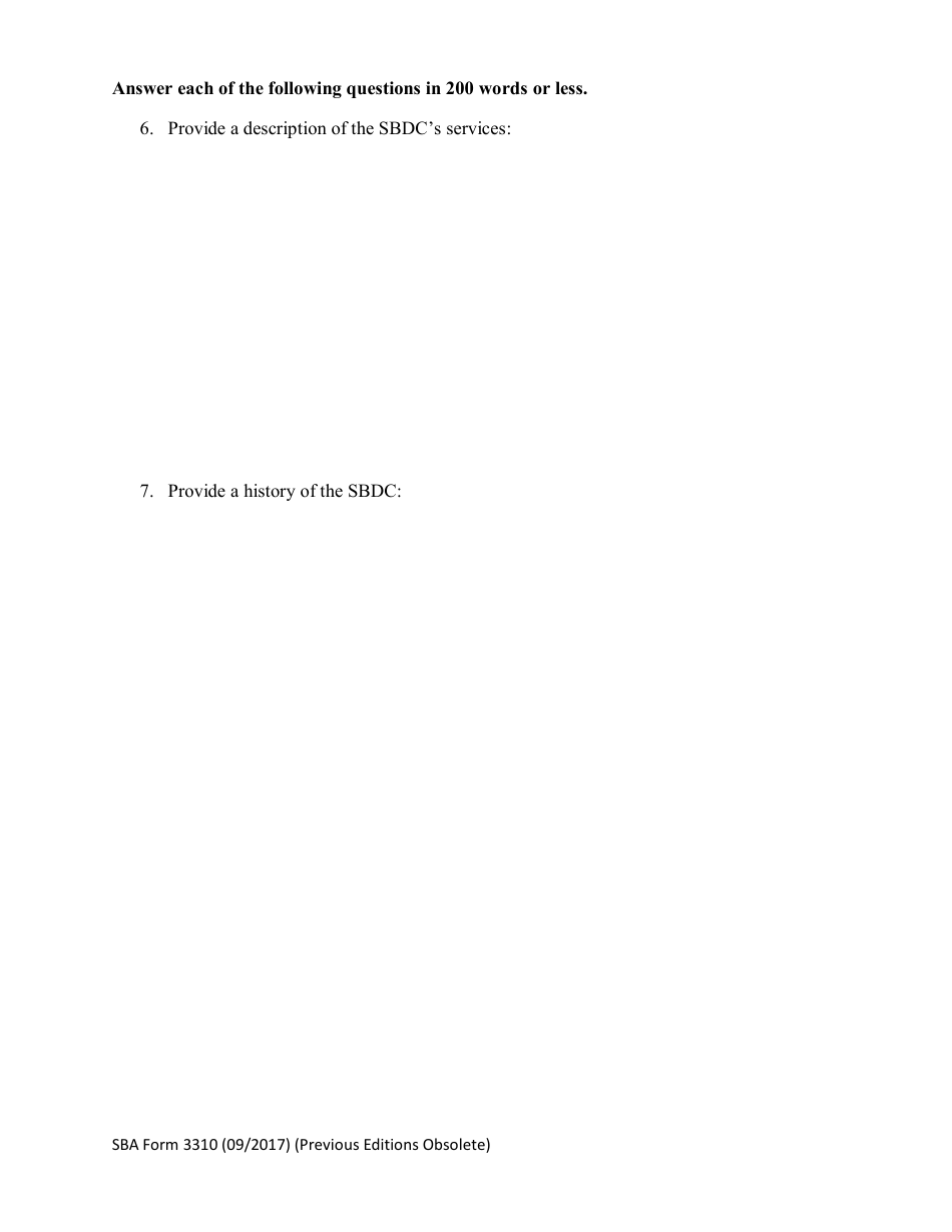 SBA Form 3310 Nomination Form for Small Business Development Center Excellence and Innovation Center Award - National Small Business Week, Page 3