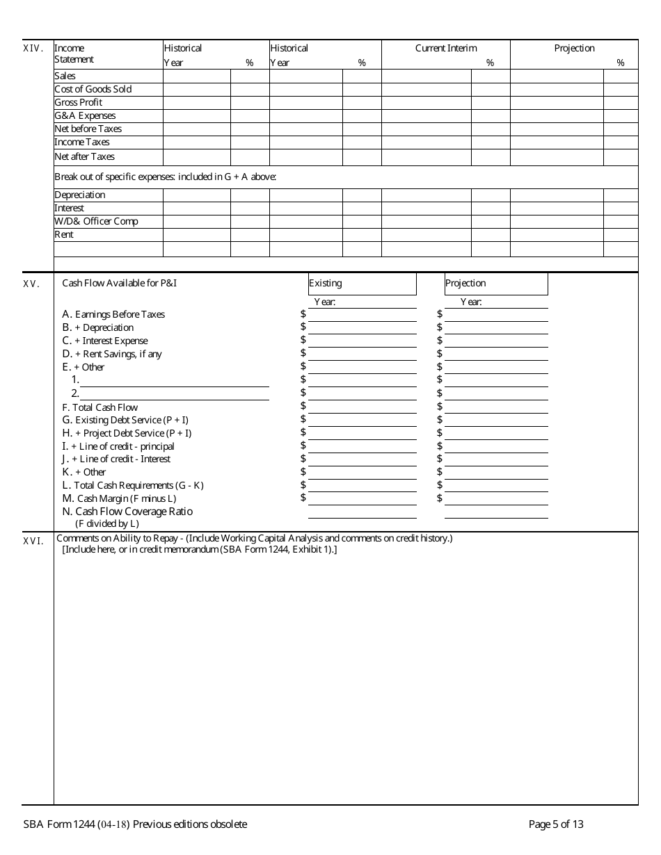 SBA Form 1244 - Fill Out, Sign Online and Download Fillable PDF ...