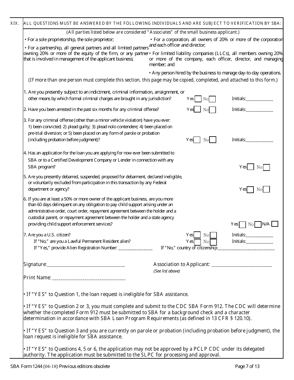 SBA Form 1244 Application for Section 504 Loans, Page 7