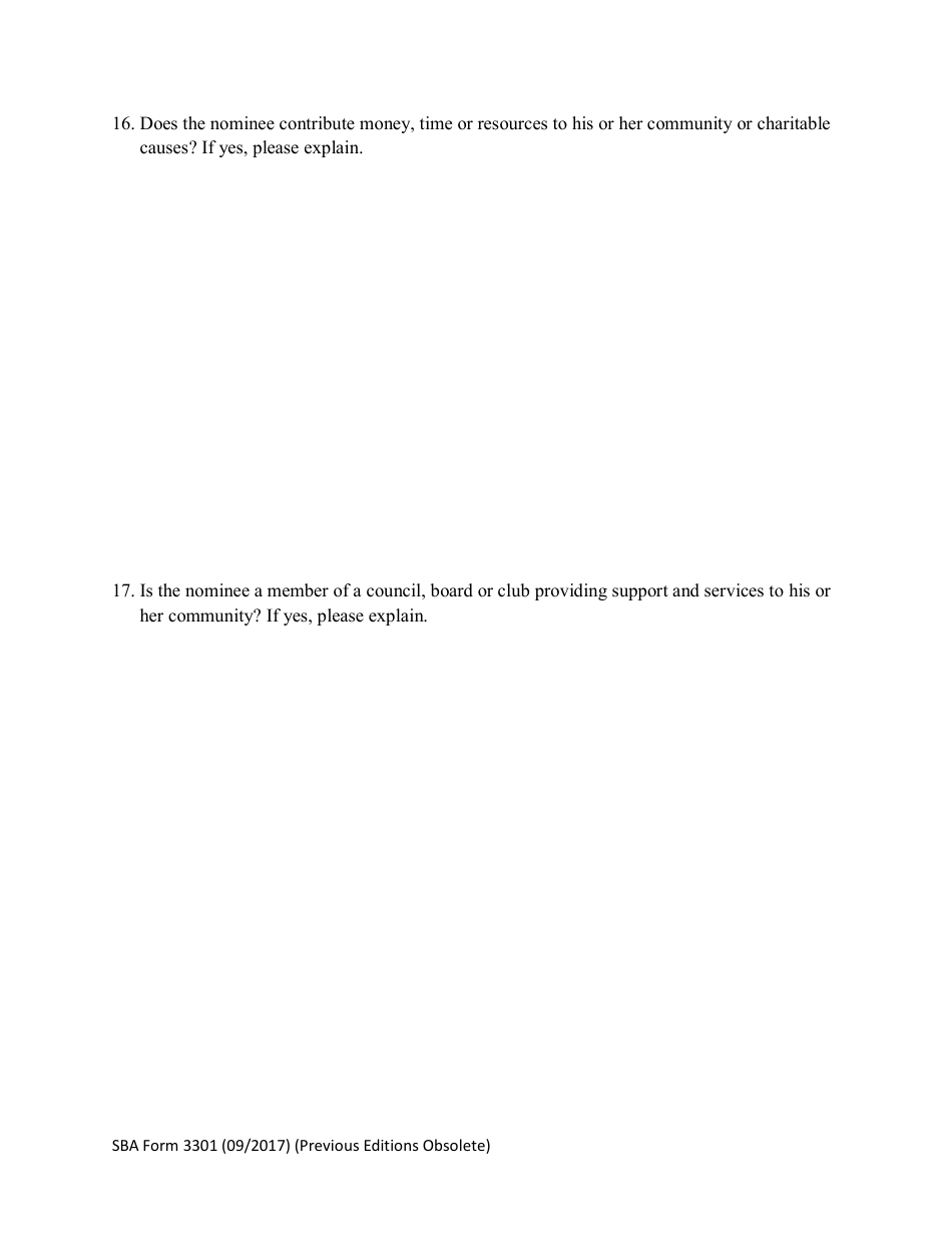 SBA Form 3301 Nomination Form for Small Business Person of the Year - National Small Business Week, Page 7