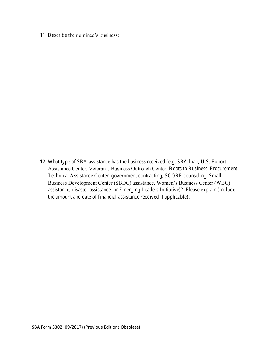 SBA Form 3302 Nomination Form for Small Business Exporter of the Year - National Small Business Week, Page 4