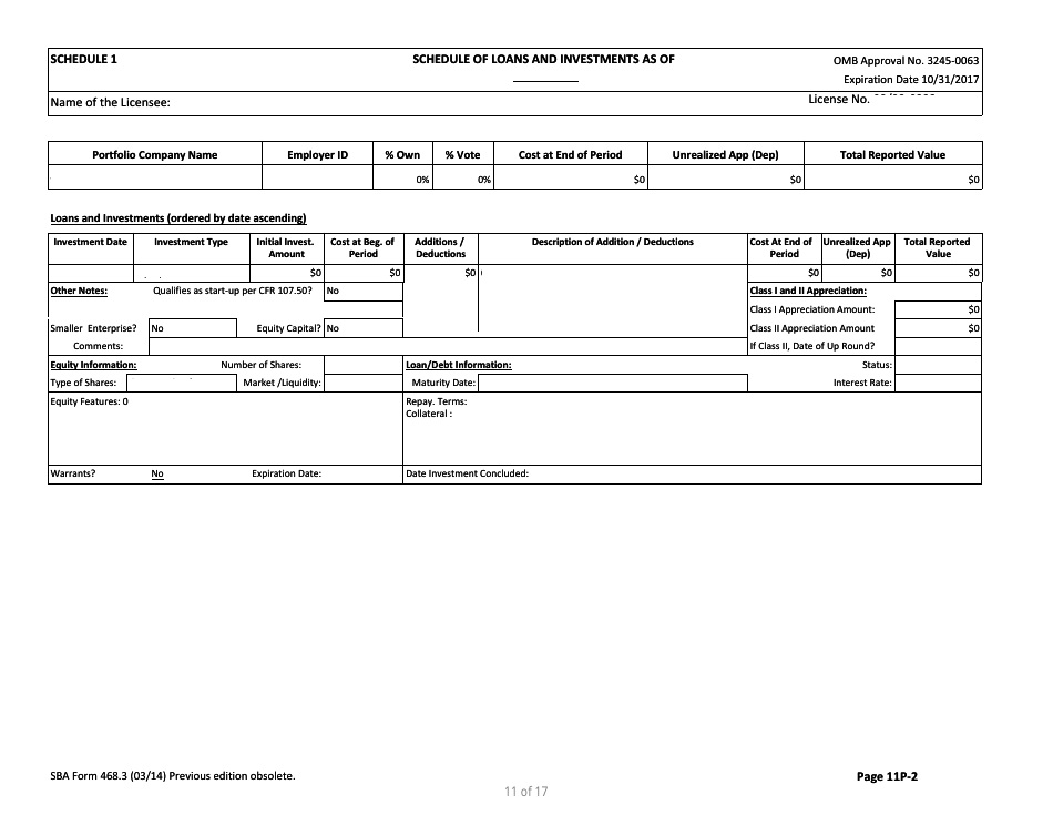 SBA Form 468.3 Partnership Quarterly Financial Report, Page 11