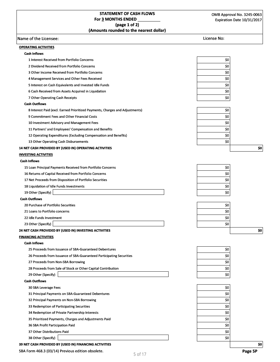 SBA Form 468.3 Partnership Quarterly Financial Report, Page 5