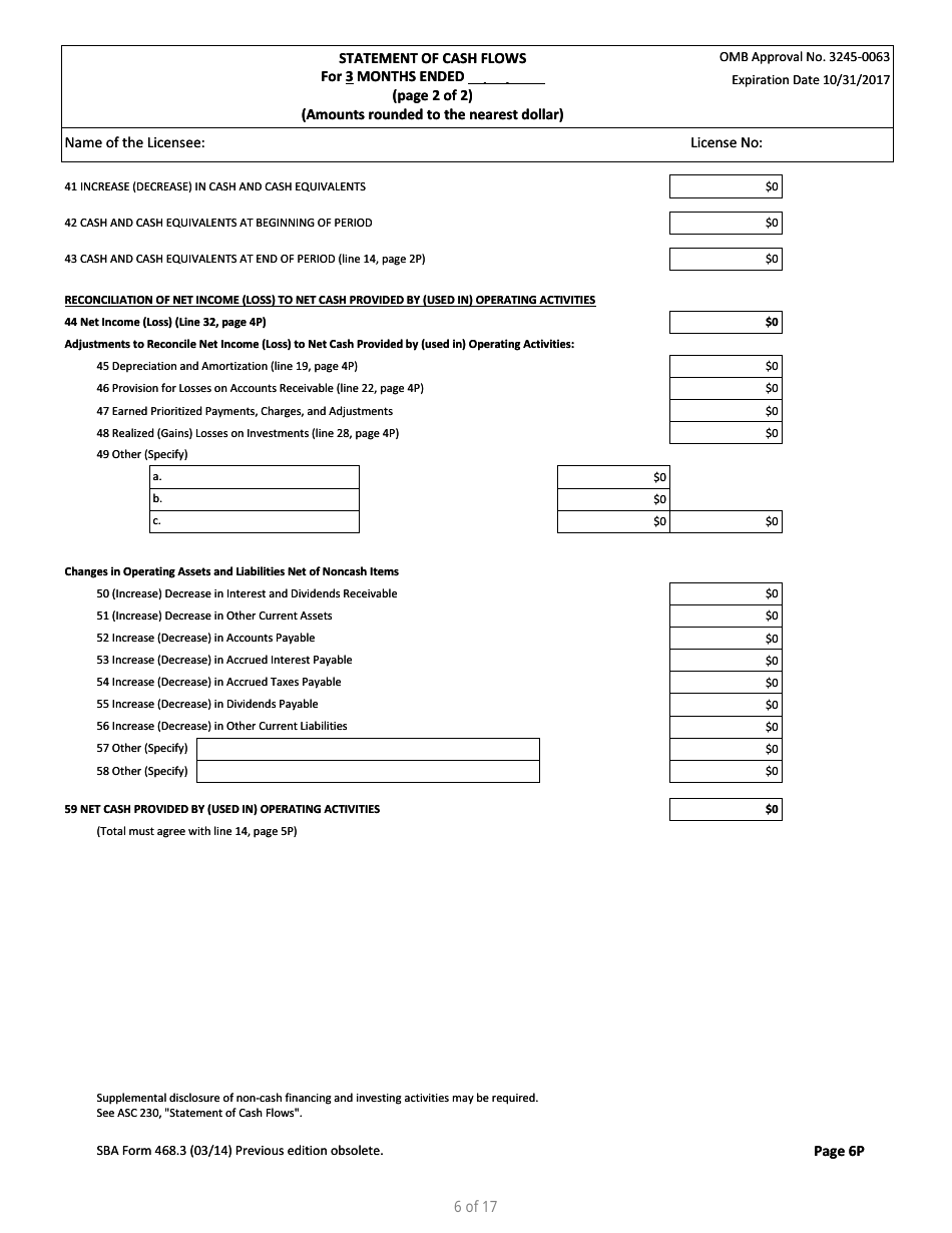 SBA Form 468.3 Partnership Quarterly Financial Report, Page 6
