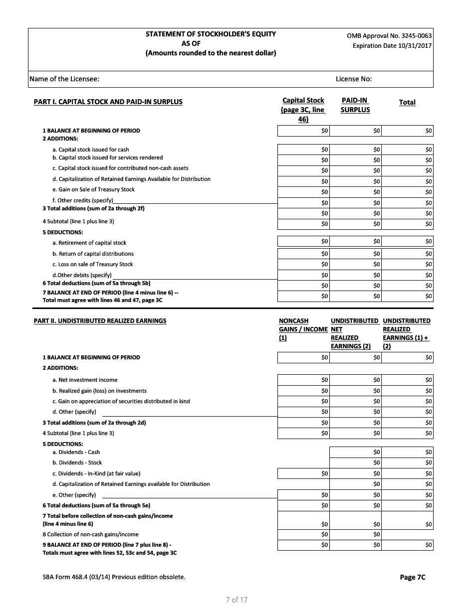 SBA Form 468.4 Corporate Quarterly Financial Report, Page 7