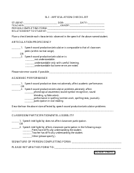 Document preview: Sli - Articulation Checklist - Alabama