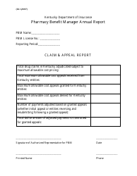 &quot;Pharmacy Benefit Manager Annual Report Form&quot; - Kentucky