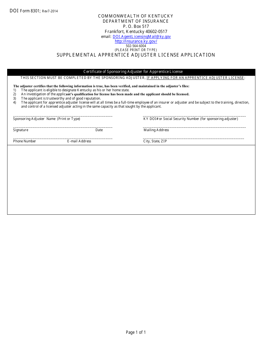 Form 8301 Naic Individual Insurance License Application - Kentucky, Page 5